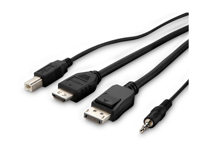 Belkin Secure KVM Combo Cable - Video / USB / audio cable - TAA Compliant - USB, mini jack, DVI-D, DisplayPort (M) to USB Type B, mini jack, HDMI, DisplayPort (M) - 1.83 m - passive, 4K support - black
