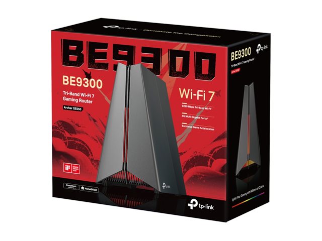 Archer GE550BE9300 Tri-Band Wi-Fi 7 Gaming RouterBlazing-Fast Gaming Wi-Fi up to 9220 Mbps: Delivering 5764 Mbps on a 6 GHz band, 2882 Mbps on a 5 GHz band, and 574 Mbps on a 2.4 GHz band, Archer GE550 is always ready for the fiercest battles. Keep y