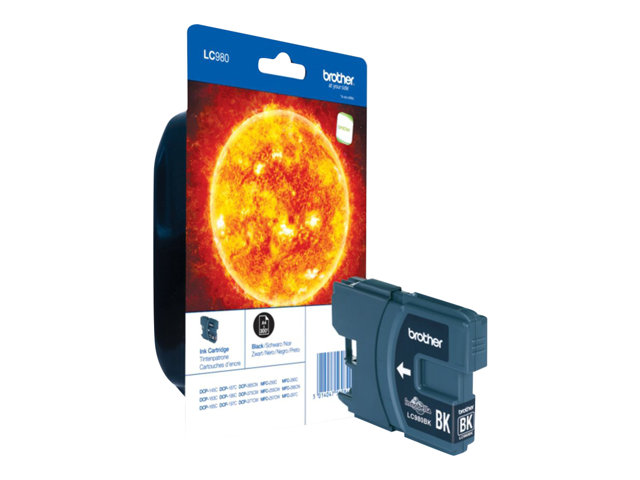 Brother LC980BKBP - Black - original - blister - ink cartridge - for Brother DCP-145, 163, 165, 195, 365, 373, 375, 377, MFC-250, 255, 290, 295, 297
