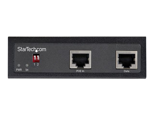 StarTech.com Industrial Gigabit PoE Splitter, 90W High Speed Power over Ethernet PoE+++ Splitter, 12-48V DC Splitter 802.3bt, LAN/RJ45 Ultra PoE to DC Adapter, -40C to +75C, High Power - Gigabit PoE Splitter (POESLT1G48V) - PoE splitter (DIN rail mountable) - 90 Watt - output connectors: 2