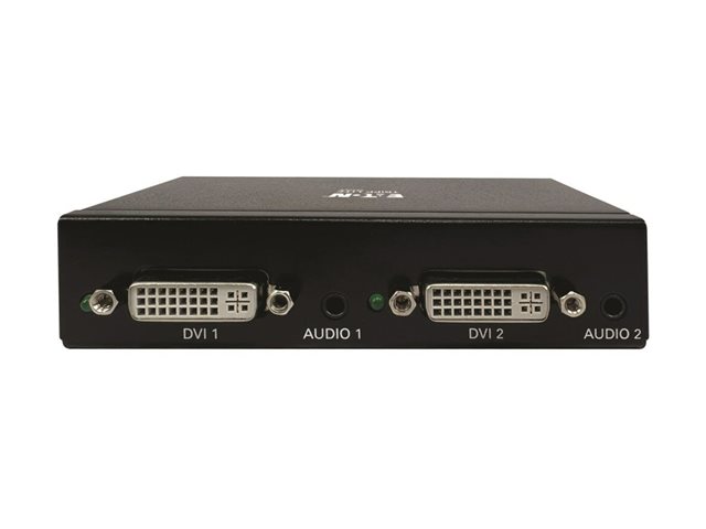Eaton Tripp Lite series 2-Port DVI Splitter with Audio and Signal Booster, Single-Link 1080p @ 60 Hz (DVI-D F/2xF), International Plug Adapters, TAA - Video/audio switch - 2 x DVI / audio - wall-mountable, rack-mountable, pole-mountable - TAA Complia