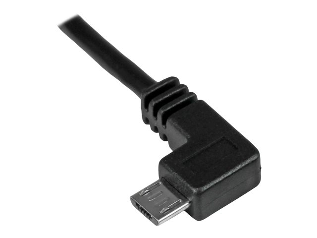 StarTech.com 1m 3 ft Micro-USB Charge-and-Sync Cable - Left-Angle Micro-USB - M/M - USB to Micro USB Charging Cable - 30/24 AWG (USBAUB1MLA) - USB cable - Micro-USB Type B (M) to USB (M) - USB 2.0 - 1 m - left-angled connector - black - for P/N: USB2PCARBK, USB2PCARBKS, USBEXTAA10BK, USBEXTAA6BK, USBLT2PCARW, USBUB2PCARB