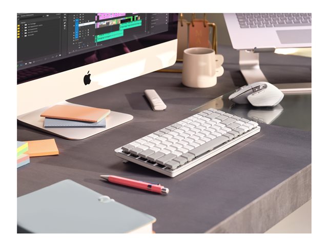 Logitech Master Series MX Mechanical Mini for Mac - Keyboard - backlit - wireless - Bluetooth LE - AZERTY - French - key switch: Tactile Quiet - pale grey