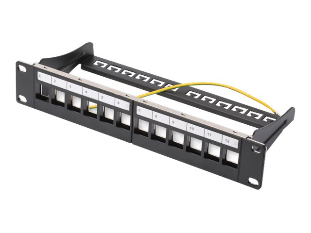 MODULAR PATCH PANELSHIELD. 12-PORT 1U (10IN) BLACK