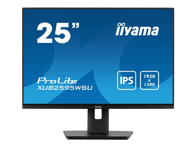 iiyama ProLite XUB2595WSU-B5 - LED monitor - 25\" - 1920 x 1200 WUXGA - IPS - 300 cd/m² - 1000:1 - 4 ms - HDMI, VGA, DisplayPort - speakers - black, matte