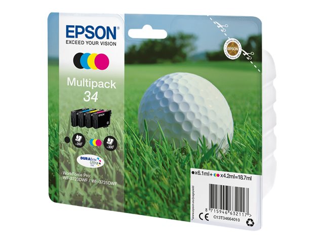 Epson 34 Multipack - 4-pack - black, yellow, cyan, magenta - original - blister with RF/acoustic alarm - ink cartridge - for WorkForce Pro WF-3720DWF, WF-3725DWF