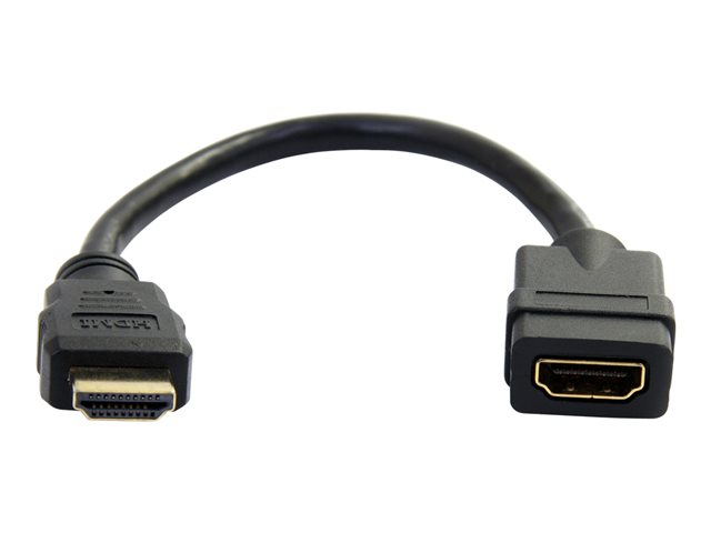 StarTech.com 6in High Speed HDMI Port Saver Cable M/F - Ultra HD 4k x 2k HDMI Cable - HDMI Port Saver 6-inch (HDMIEXTAA6IN) - HDMI cable - HDMI male to HDMI female - 15 cm - black - for P/N: CDP2HDMM2MB, DP2HDMM2MB, HDDVIMM3, HDMM1MP, HDMM2MP, HDMM3M