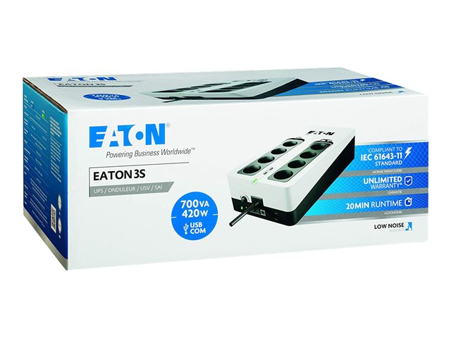Eaton 3S 700 - UPS - AC 220-240 V - 420 Watt - 700 VA - 1-phase - USB - output connectors: 8