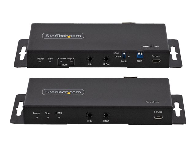 StarTech.com 4K HDMI over Fiber Extender Kit, 4K 60Hz up to 3300ft/1km (Single Mode) or 1000ft/300m (Multimode) LC Fiber Optic, HDR/HDCP, Audio/RS232/IR Extender, HDMI Video Extender - Transmitter and Receiver Kit (ST121HD20FXA2) - Video/audio/infrar