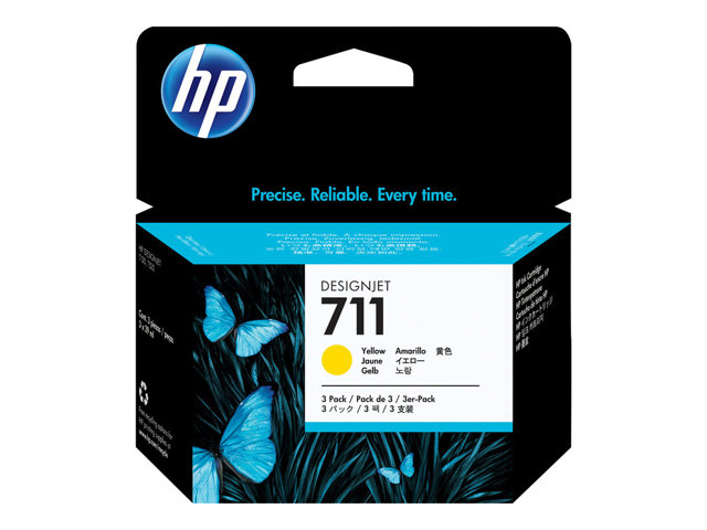 HP 711 - 3-pack - 29 ml - yellow - original - DesignJet - ink cartridge - for DesignJet T100, T120, T120 ePrinter, T125, T130, T520, T520 ePrinter, T525, T530