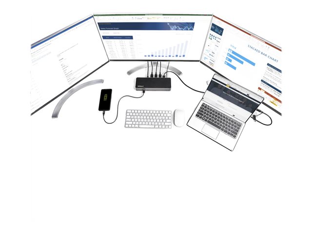 StarTech.com USB-C & USB-A Dock, Hybrid Universal Triple Monitor Laptop Docking Station w/ DisplayPort & HDMI 4K 60Hz, 85W Power Delivery, 6x USB Hub, Ethernet, Audio, USB 3.1 Gen 2 10Gbps - Multi-Monitor Dock (DK31C3HDPDUE) - Docking station - USB-C - 3 x HDMI, 3 x DP - 1GbE - 85 Watt