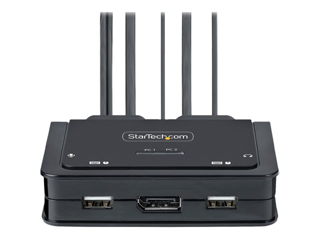 StarTech.com 2-Port USB-C Cable KVM Switch, 4K 60Hz DisplayPort Output, Compact KVM with 4ft/1.2m USB Type-C/Audio Integrated Cables, Bus Powered - Remote Push-Button/Hotkey Switching (C2-D46-UC2-CBL-KVM) - KVM / audio switch - compact - 2 x KVM / audio - 1 local user - desktop