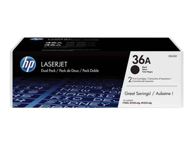 HP 36A - 2-pack - black - original - LaserJet - toner cartridge (CB436AD) - for LaserJet M1120 MFP, M1120n MFP, M1522n MFP, M1522nf MFP, P1505, P1505n, P1506
