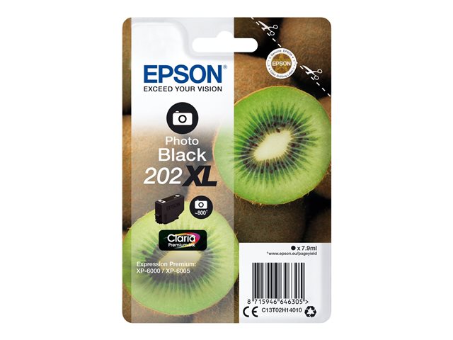 Epson 202XL - 7.9 ml - high capacity - photo black - original - blister - ink cartridge - for Expression Premium XP-6000, XP-6005, XP-6100, XP-6105