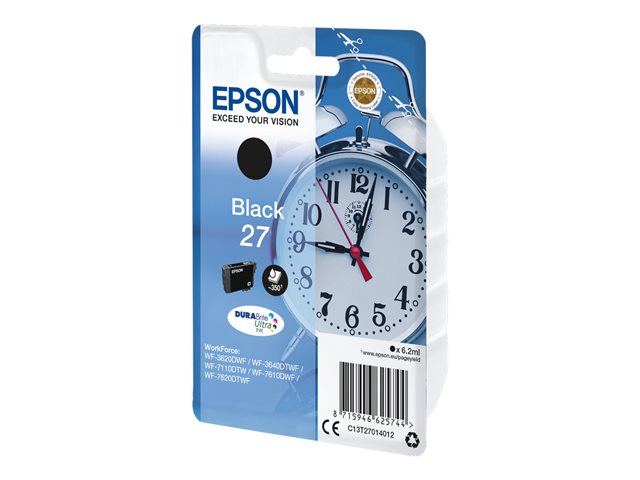 Epson 27 - 6.2 ml - black - original - ink cartridge - for WorkForce WF-3620, WF-3640, WF-7110, WF-7210, WF-7610, WF-7620, WF-7710, WF-7715, WF-7720