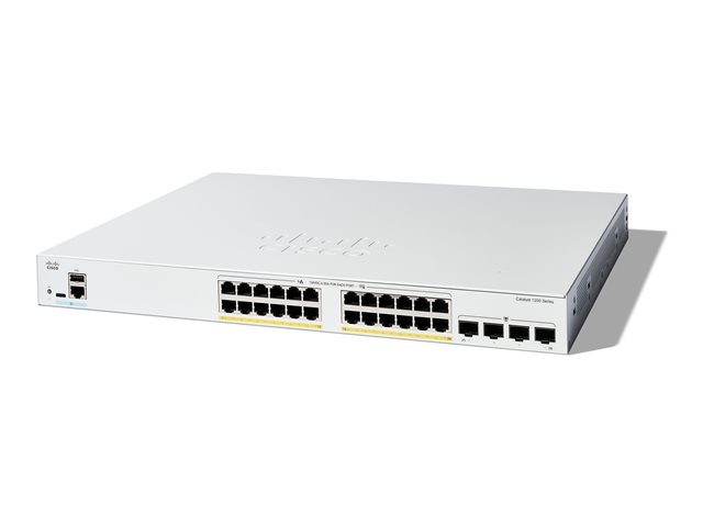Cisco Catalyst 1200-24FP-4G - Switch - L3 - smart - 24 x 10/100/1000 (PoE+) + 4 x Gigabit Ethernet SFP - rack-mountable - PoE+ (375 W)
