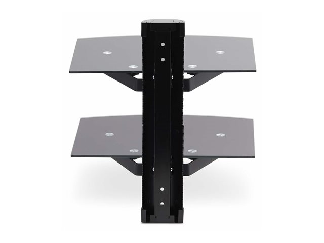 StarTech.com Dual Floating Wall-Mounted AV Shelves, Adjustable Height Shelf For Under TV, Organize A/V Equipment On Black Tempered Glass Shelves - Shelf - for audio/video components - aluminium, steel, plastic - black - wall-mountable