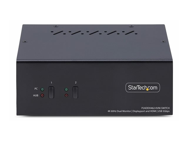 2-Port Dual-Monitor DP+HDMI KVM Switch