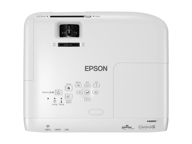 Epson EB-W49 - 3LCD projector - portable - 3800 lumens (white) - 3800 lumens (colour) - WXGA (1280 x 800) - 16:10 - LAN - white