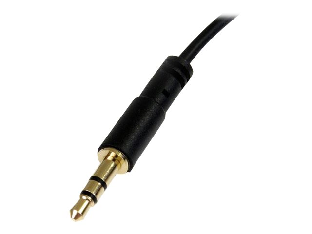 StarTech.com 3 ft. (0.9 m) 3.5mm Audio Cable - 3.5mm Slim Audio Cable - Right Angle - Male/Male - Aux Cable (MU3MMSRA) - Audio cable - mini-phone stereo 3.5 mm male to mini-phone stereo 3.5 mm male - 91 cm - black - right-angled connector - for P/N: SV231DVGAU2A, SV431DVGAU2A