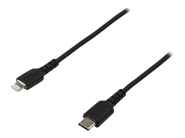 StarTech.com 6 ft(2m) Durable Black USB-C to Lightning Cable, Heavy Duty Rugged Aramid Fiber USB Type A to Lightning Charger/Sync Power Cord, Apple MFi Certified iPad/iPhone 12 Pro Max - iPhone 7/8/11/11 Pro - Lightning cable - Lightning male to 24 pin USB-C male - 2 m - black