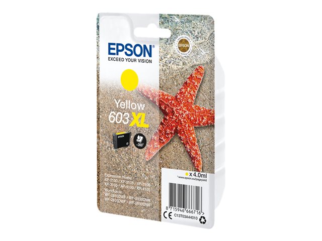 Epson 603XL - 4 ml - XL - yellow - original - blister - ink cartridge - for Expression Home XP-2150, 2155, 3150, 3155, 4150, 4155, WorkForce WF-2820, 2840, 2845, 2870