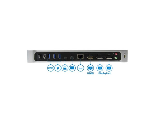 StarTech.com 4K USB-C Dock - Triple Monitor - Mac & Windows - 60W USB PD (DK30CH2DPPDU) - Docking station - USB-C - HDMI, 2 x DP - 1GbE - 60 Watt