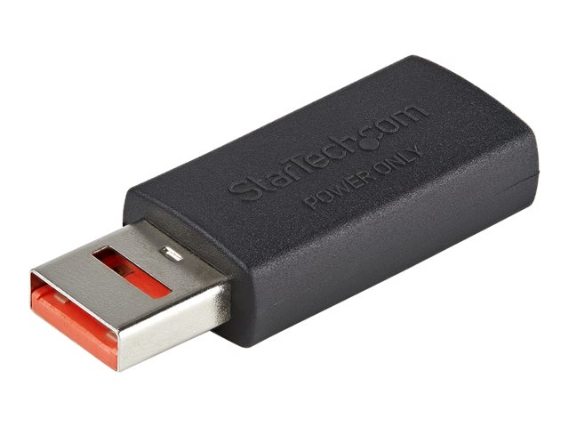 StarTech.com Secure Charging USB Data Blocker Adapter, Male to Female USB-A Charge-Only Adapter, No-Data Charge/Power-Only Adapter for Phone/Tablet, Data Blocking USB Protector Adapter - 5V, 2.4A (12 W) Max (USBSCHAAMF) - USB charge adapter - USB (power only) (F) to USB (power only) (M) - 5 V - 2.4 A - passive - black