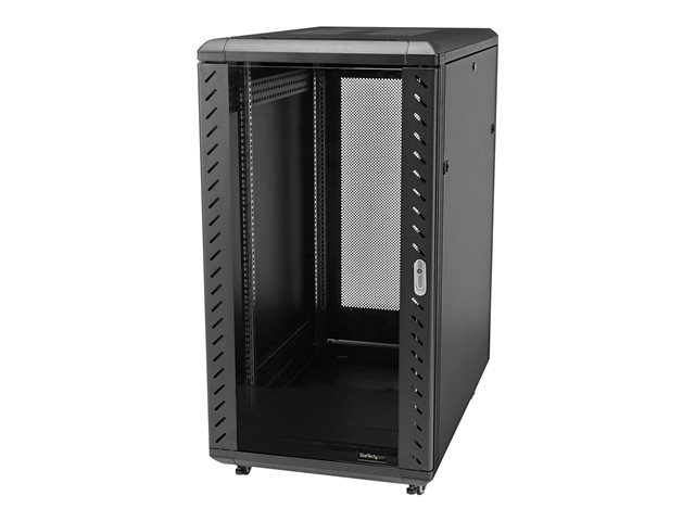 StarTech.com 22U Server Rack Cabinet with secure locking door - 4 Post Adjustable Depth (5.5\" to 28.7\") - 1768 lb capacity - 19 inch Portable Network Equipment Enclosure on wheels/casters (RK2236BKF) - Rack - 22U - for P/N: CABCAGENUTS6, CABSCREWM52, CABSCREWSM6, CABSCRWM520, CABSCRWM620, CABSCRWS1224