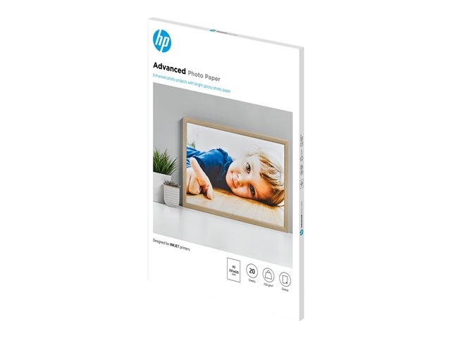 HP Advanced Photo Paper - Glossy - A3 (297 x 420 mm) - 250 g/m² - 20 sheet(s) photo paper - for ENVY Inspire 7920, Officejet 7000 E809, 7510, 76XX, Officejet Pro 77XX