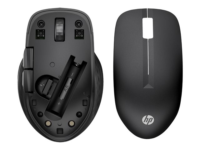 HP 430 - Mouse - ergonomic - multi-device - right and left-handed - 5 buttons - wireless - Bluetooth 5.0, 2.4 GHz - USB wireless receiver - jet black - for HP 21, 22, 24, 27, Laptop 14, 15, 17, Pavilion 24, 27, 32, TP01, Pavilion Laptop 15