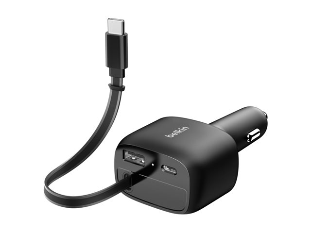 75W 2-Port with Retractable USB-C cable Car Charger