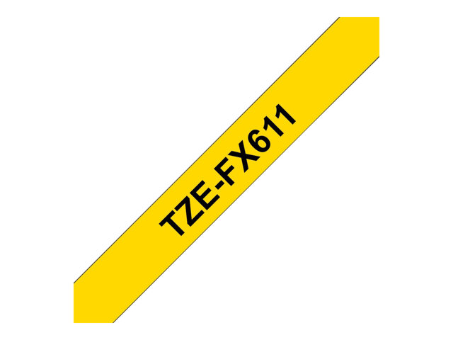 Brother TZe-FX611 - Black on yellow - Roll (0.6 cm x 8 m) 1 cassette(s) flexible tape - for Brother PT-D210, D600, H110, H200, P-Touch PT-E310, E550, P900, P-Touch Cube Plus PT-P710