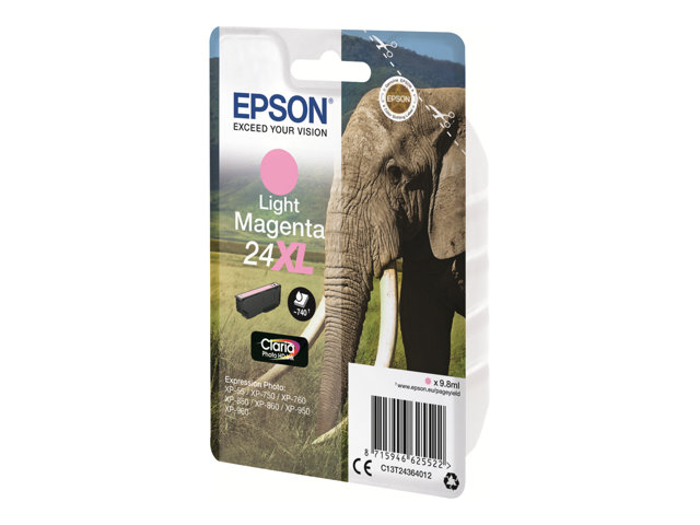 Epson 24XL - 9.8 ml - XL - light magenta - original - ink cartridge - for Expression Photo XP-55, 750, 760, 850, 860, 950, 960, 970, Expression Premium XP-750, 850