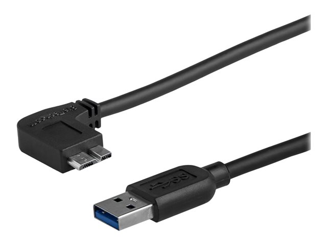 StarTech.com 0.5m 20in Slim Micro USB 3.0 Cable M/M - Left-Angle Micro-USB - USB 3.0 A to Micro B - Angled Micro USB - USB 3.1 Gen 1 5Gbps (USB3AU50CMLS) - USB cable - Micro-USB Type B (M) to USB Type A (M) - USB 3.0 - 50 cm - left-angled connector, molded - black