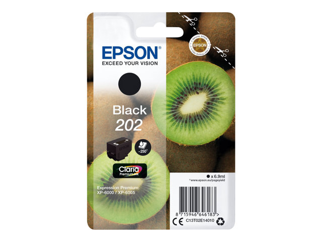 Epson 202 - 6.9 ml - black - original - blister - ink cartridge - for Expression Premium XP-6000, XP-6005, XP-6100, XP-6105