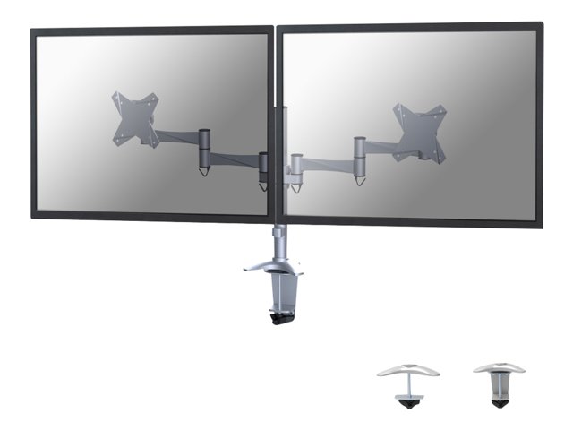 Neomounts FPMA-D1330D - Mounting kit - full-motion - for 2 LCD displays - silver - screen size: 10\"-27\" - clamp mountable, grommet, desk-mountable
