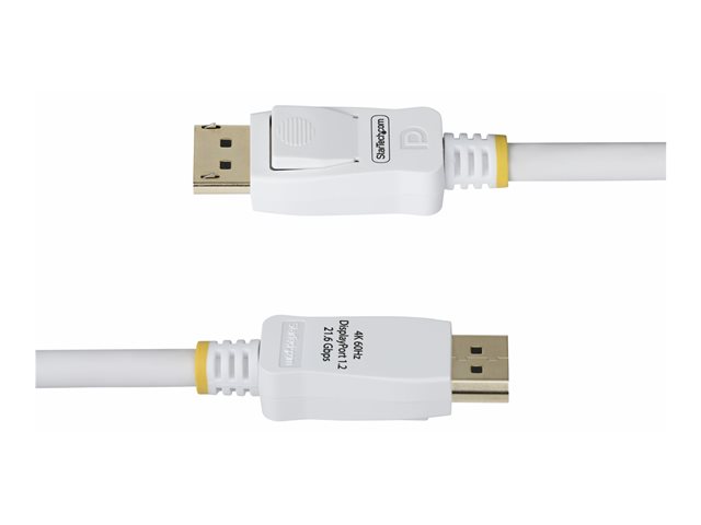 StarTech.com 6ft White VESA Certified DisplayPort 1.2 Cable with Latches - DisplayPort cable - DisplayPort (M) latched to DisplayPort (M) latched - DisplayPort 1.2 - 1.8 m - halogen-free, passive, 4K60Hz support, 1080p support 240Hz, 2K144Hz support - white