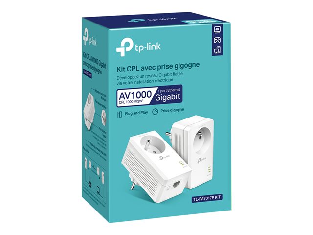 TP-Link TL-PA7017P KIT - Starter Kit - powerline adapter kit 1GbE, HomePlug AV (HPAV), HomePlug AV (HPAV) 2.0, IEEE 1901 - wall-pluggable (pack of 2)