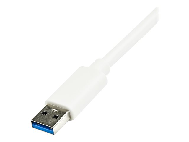 StarTech.com USB 3.0 to Gigabit Ethernet Adapter NIC w/ USB Port (White) - USB 3.0 NIC - 10/100/1000 Mbps USB 3.0 LAN Adapter (USB31000SPTW) - Network adapter - USB 3.0 - Gigabit Ethernet - white