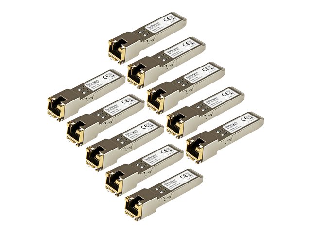 StarTech.com 10 Pack of HPE J8177C Compatible SFP Module, 1000BASE-T, SFP to RJ45 Cat6/Cat5e, 1GE Gigabit Ethernet SFP, RJ-45 (Copper) 100m, HPE 1810, 1820, 2530, Mini GBIC Transceiver - Lifetime Warranty (J8177C10PKST) - SFP (mini-GBIC) transceiver module (equivalent to: HP J8177C) - 1GbE - 1000Base-T - RJ-45 / SFP (mini-GBIC) - up to 100 m (pack of 10) - for HPE 1810, 1910, 20p 10/100/1000, 2610, 3500, 6200, Switch 8212, HPE Aruba 2530, 5406