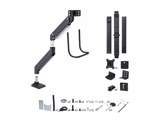 StarTech.com Crossbar Triple Monitor Desk Mount, VESA 75x75/100x100 - Mounting kit - adjustable arm - for 3 LCD displays - triple monitor mount - aluminium, steel, plastic - black - screen size: 17\"-27\" - desk-mountable