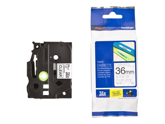 Brother TZe-161 - Black on clear - Roll (3.56 cm x 8 m) 1 cassette(s) laminated tape - for P-Touch PT-3600, 530, 550, 9200, 9400, 9500, 9600, 9700, 9800, D800, P900, P950
