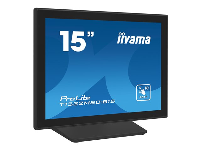 iiyama ProLite T1532MSC-B1S - LCD monitor - 15\" - touchscreen - 1024 x 768 - TN - 350 cd/m² - 800:1 - 8 ms - HDMI, VGA, DisplayPort - speakers - black, matte