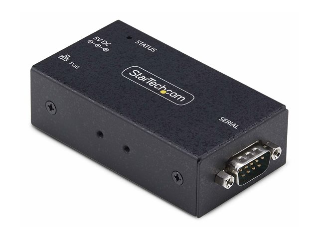 StarTech.com Serial to Ethernet Adapter, IP LAN to RS232 DB9 Converter - Device server - PoE - 100Mb LAN, RS-232 - wall / DIN rail mountable - TAA Compliant