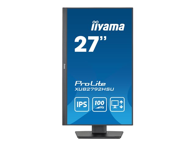 iiyama ProLite XUB2792HSU-B6 - LED monitor - 27\" - 1920 x 1080 Full HD (1080p) @ 100 Hz - IPS - 250 cd/m² - 1300:1 - 0.4 ms - HDMI, DisplayPort - speakers - matte black