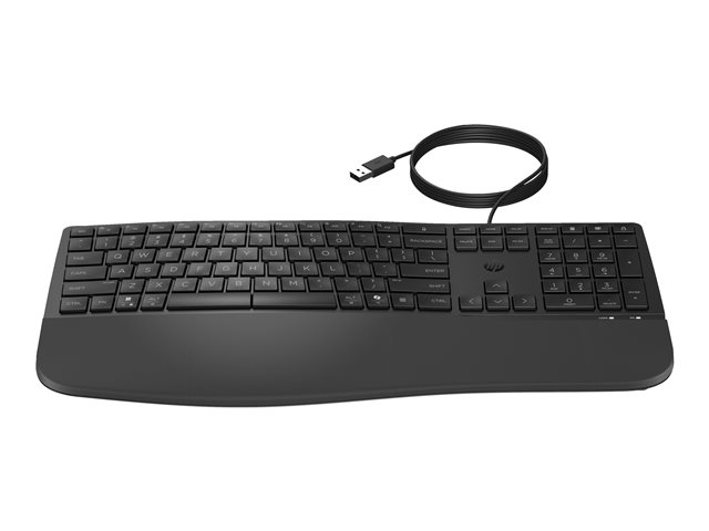 HP 485 Comfort - Keyboard - multi device, 23 programmable keys, 3-zone layout - full size - USB - QWERTY - International English - black