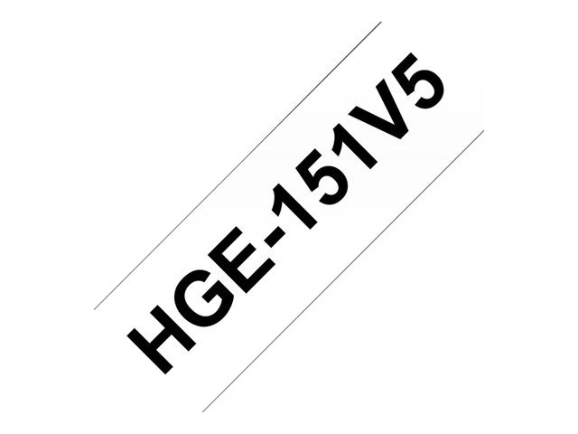 Brother HGE-151V5 - Black on clear - Roll (2.4 cm x 8 m) 5 cassette(s) laminated tape - for P-Touch PT-9500pc, PT-9700PC, PT-9800PCN