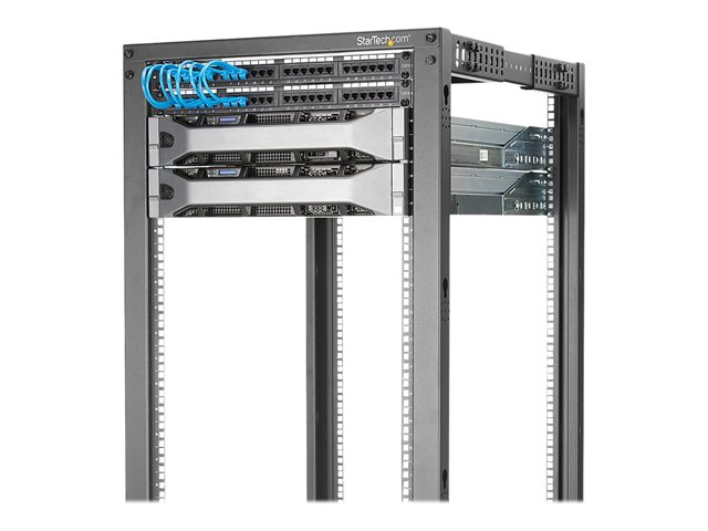 StarTech.com 18U 19\" Open Frame Server Rack, 4 Post Adjustable Depth 22-40\" Mobile, Free Standing Rolling Network/Computer Equipment Data Rack, Dell PowerEdge, HP ProLiant ThinkServer - Adjustable Server Rack (4POSTRACK18U) - Rack open frame - 4-post - floor-standing - black - 18U