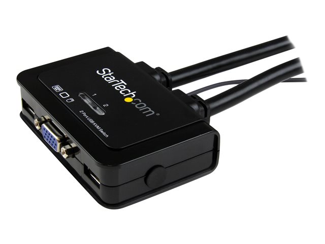 StarTech.com 2 Port USB VGA Cable KVM Switch - USB Powered with Remote Switch - KVM with VGA - Dual Port VGA KVM Switch (SV211USB) - KVM switch - 2 x KVM port(s) - 1 local user - desktop